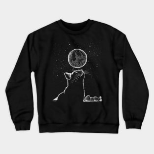 Cat and moon Crewneck Sweatshirt